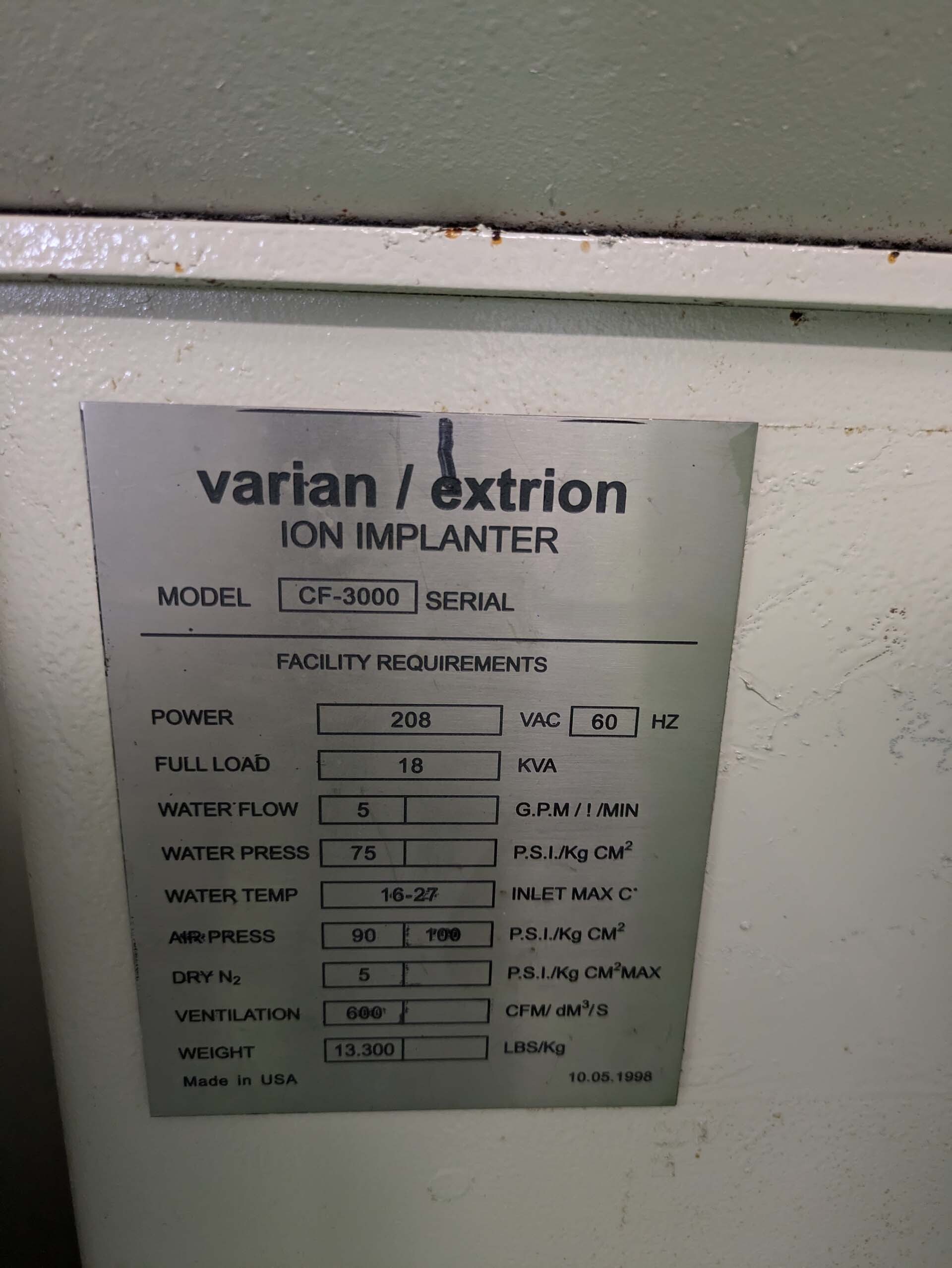 Photo Used VARIAN CF 3000 For Sale