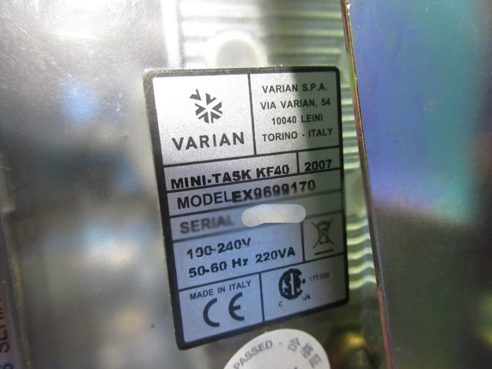 Photo Used VARIAN EX9699170 For Sale