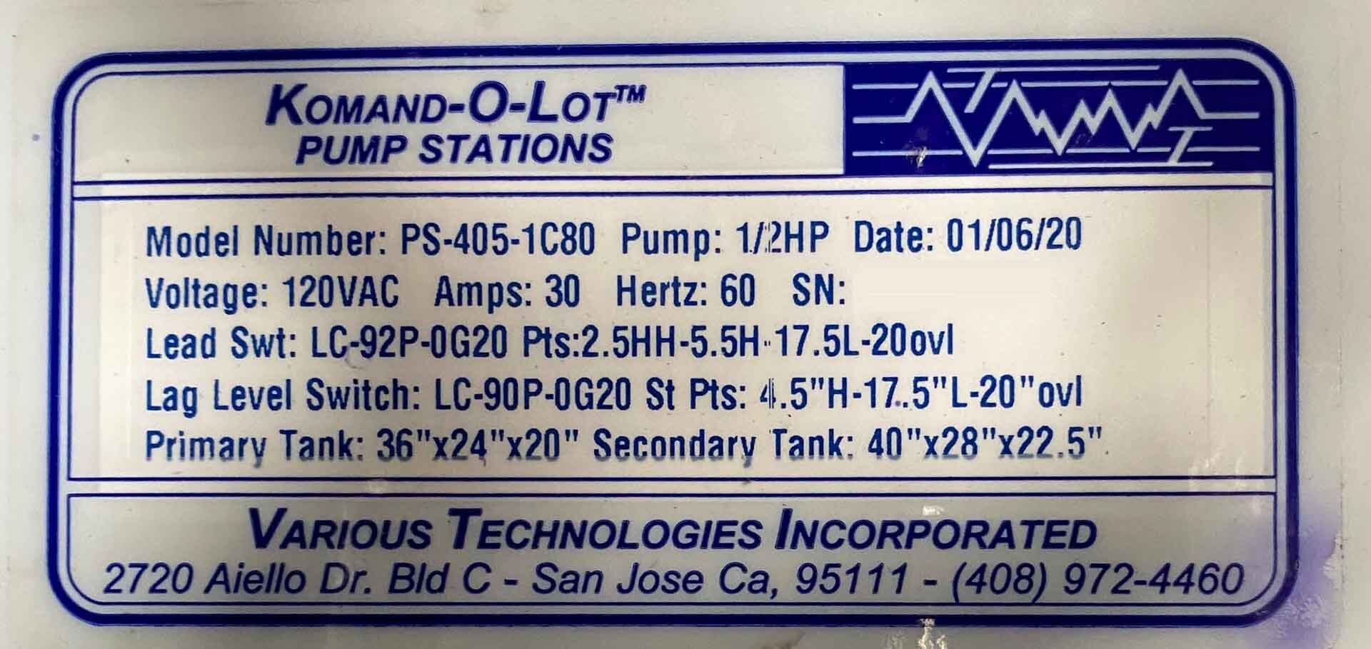 圖為 已使用的 VARIOUS TECHNOLOGIES PS-405-1C80 待售