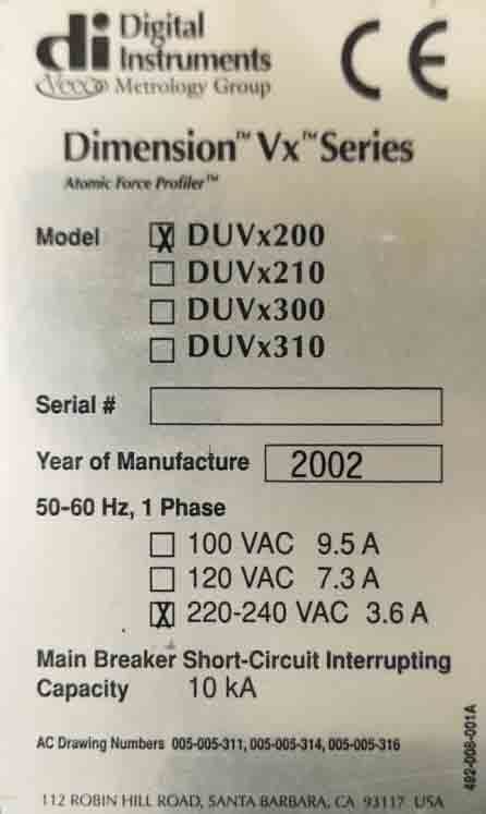 フォト（写真） 使用される VEECO / DIGITAL INSTRUMENTS DUVx200 販売のために