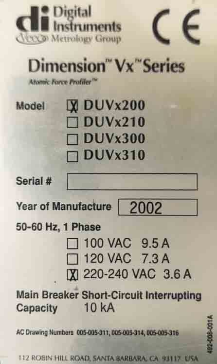 Photo Used VEECO / DIGITAL INSTRUMENTS DUVx200 For Sale