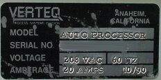 Foto Verwendet VERTEQ Auto Processor Zum Verkauf