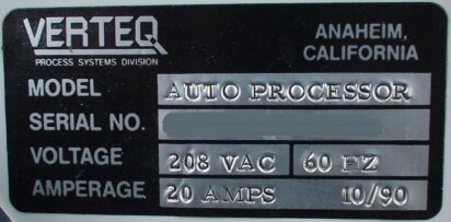 VERTEQ Auto Processor #142257