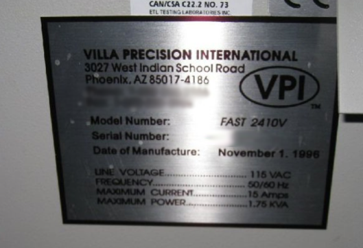 フォト（写真） 使用される VILLA PRECISION FAST 2410V 販売のために