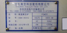 VINCENT VACUUM TECH HBM-800G
