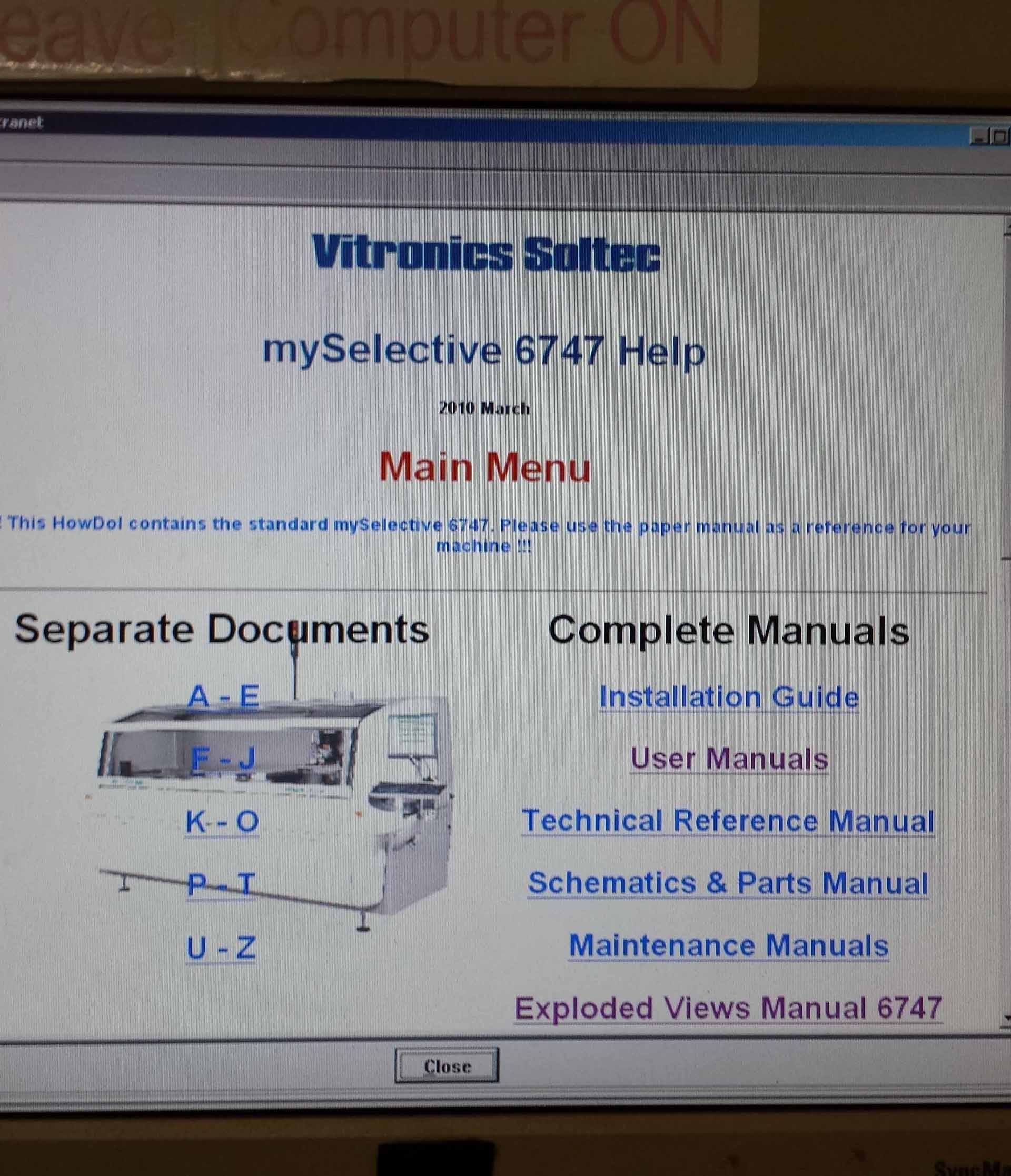 圖為 已使用的 VITRONICS SOLTEC MySelective 6747 待售