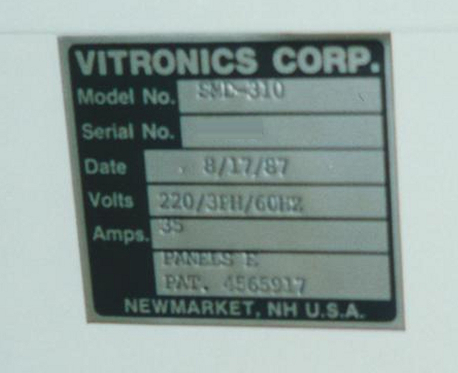 圖為 已使用的 VITRONICS SOLTEC SMD-310 待售