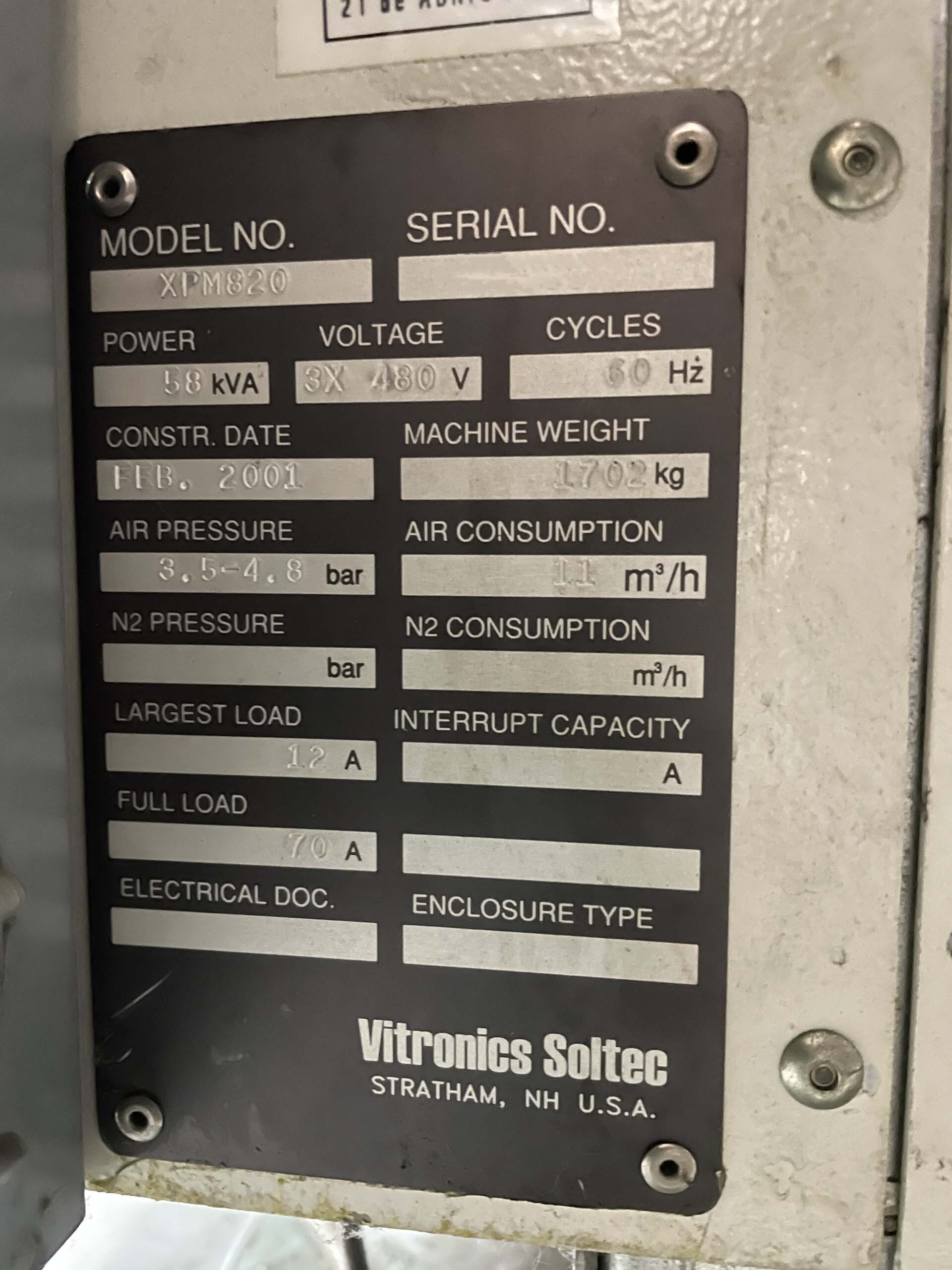 圖為 已使用的 VITRONICS SOLTEC XPM 820 待售