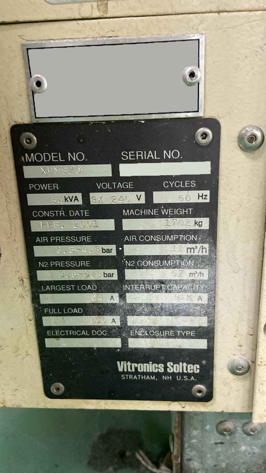 Photo Used VITRONICS SOLTEC XPM 820 For Sale