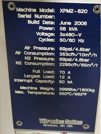 Photo Used VITRONICS SOLTEC XPM2 820 For Sale