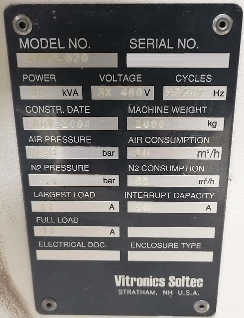 Photo Used VITRONICS SOLTEC XPM2 820 For Sale
