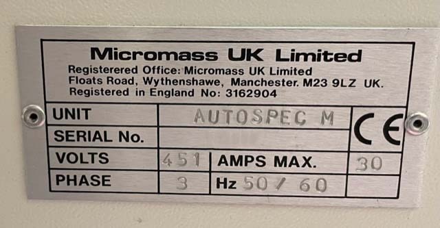 Photo Used WATERS / MICROMASS Autospec M-Series For Sale
