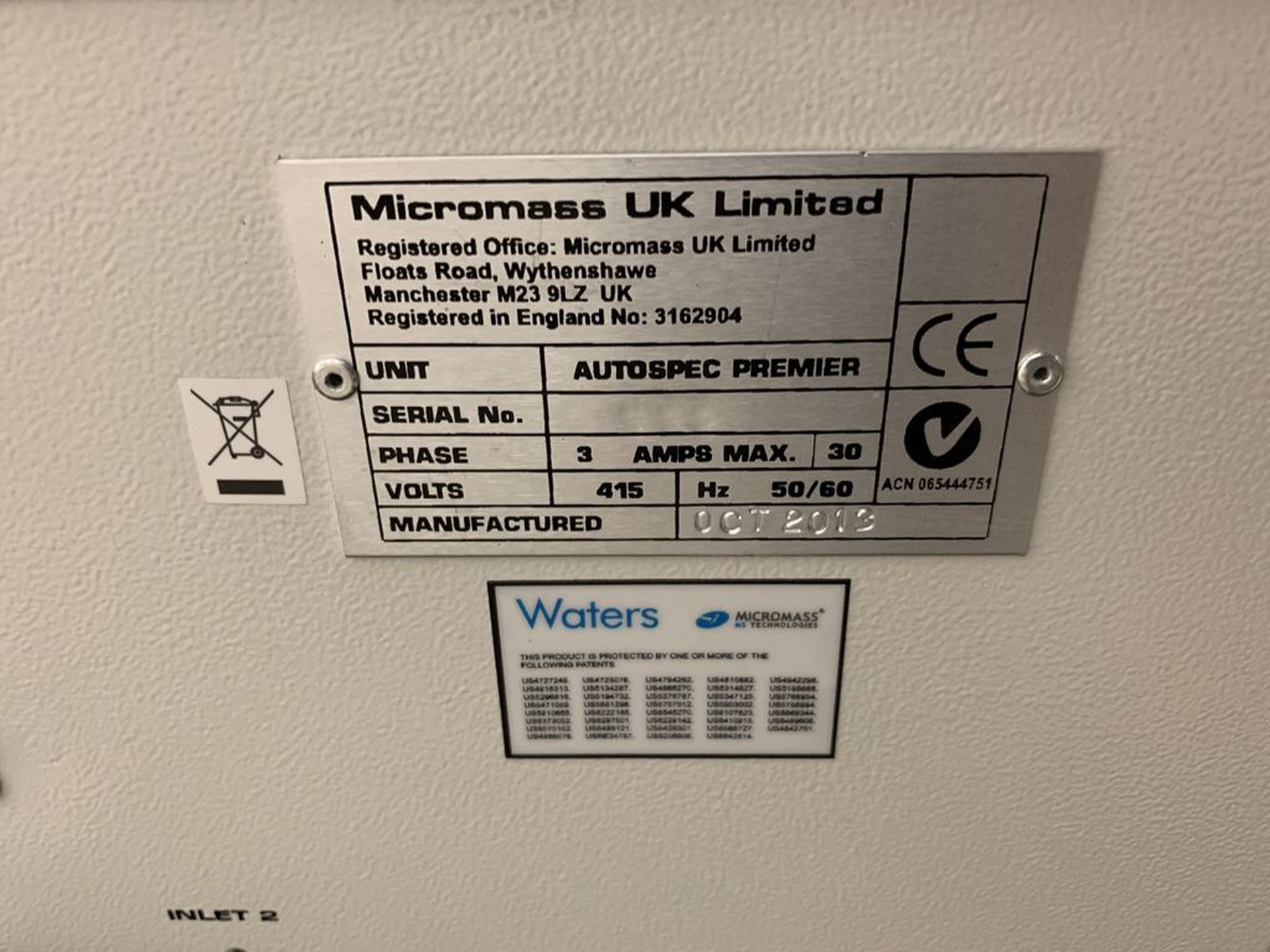 Photo Used WATERS / MICROMASS AutoSpec Premier For Sale