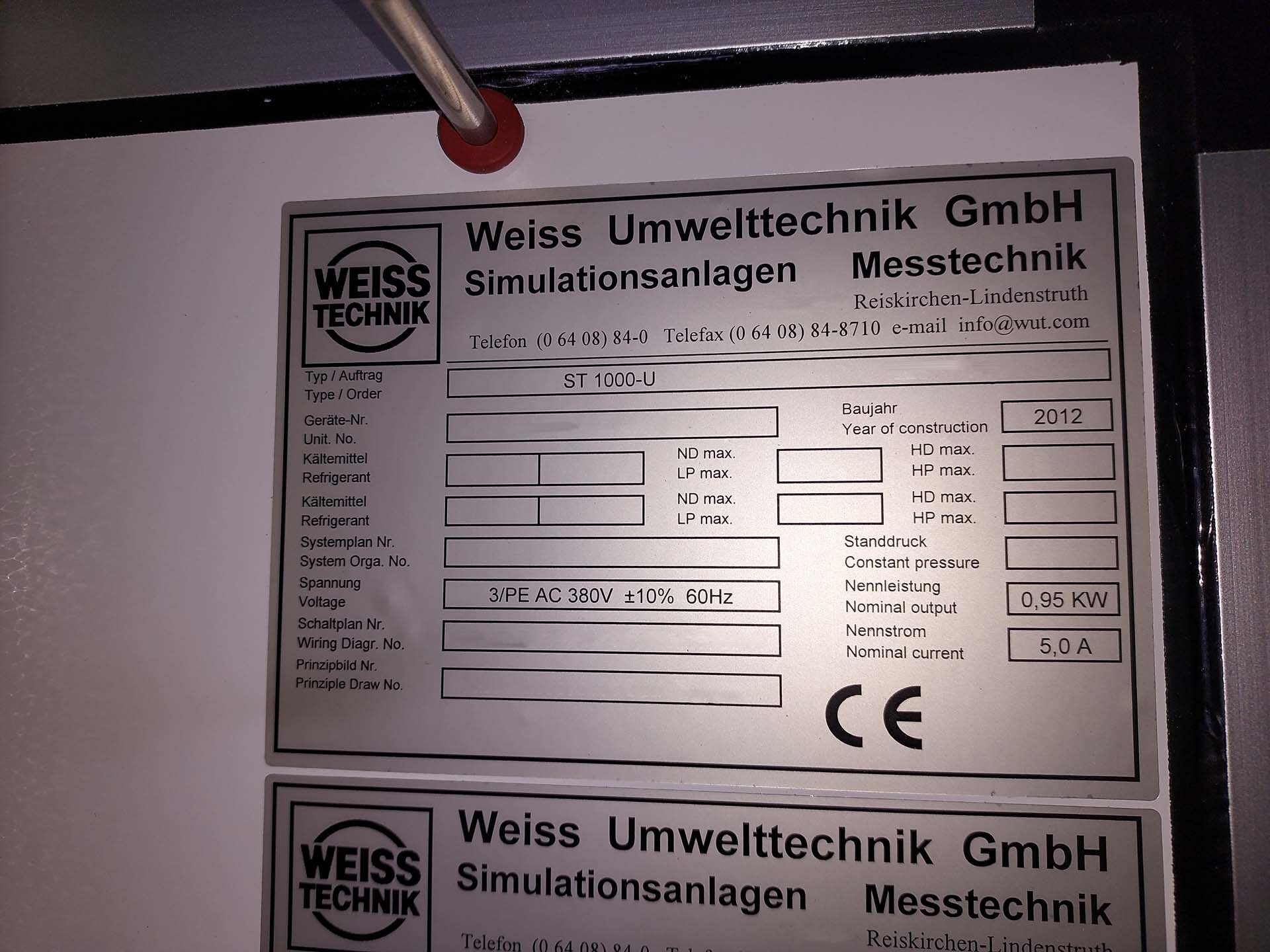 사진 사용됨 WEISS TECHNIK ST 1000-U 판매용