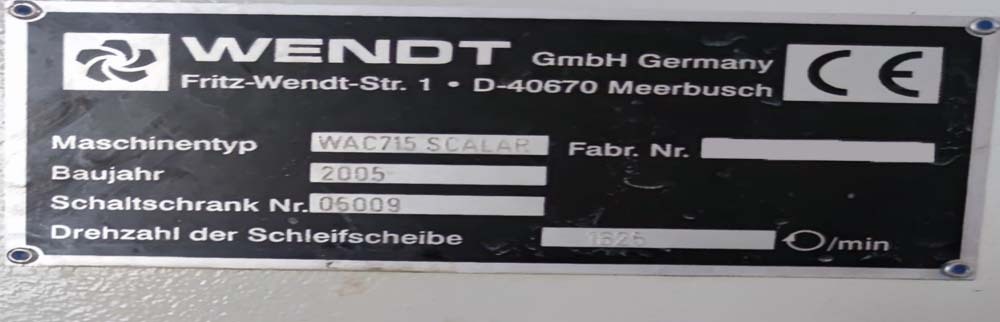 Photo Used WENDT WAC 715 For Sale