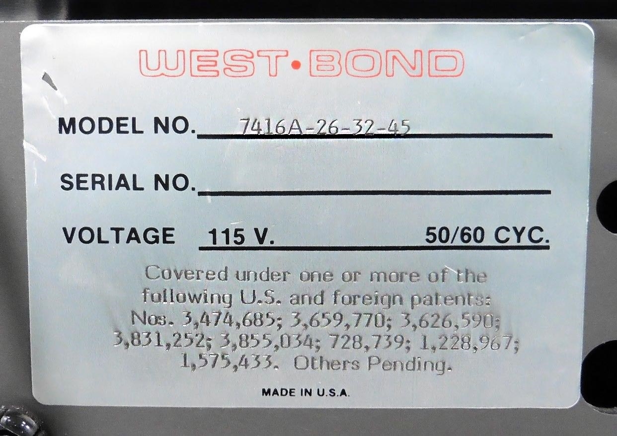圖為 已使用的 WESTBOND 7400A 待售
