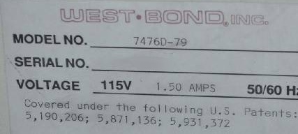 フォト（写真） 使用される WESTBOND 7476D 販売のために