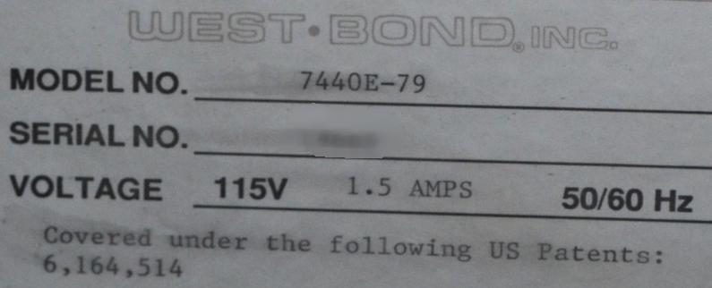 圖為 已使用的 WESTBOND 7476E 待售