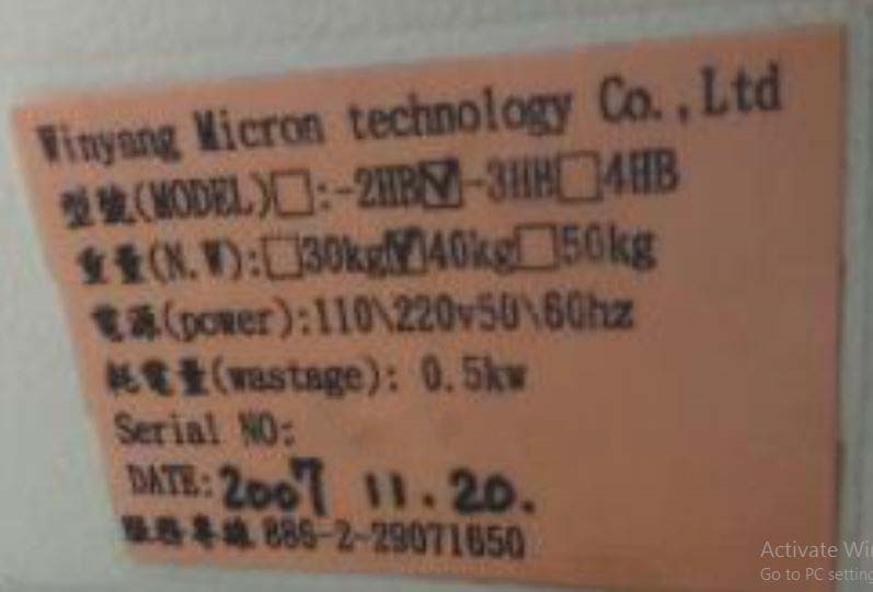 Photo Used WINYANG MICRON WY-3HB For Sale