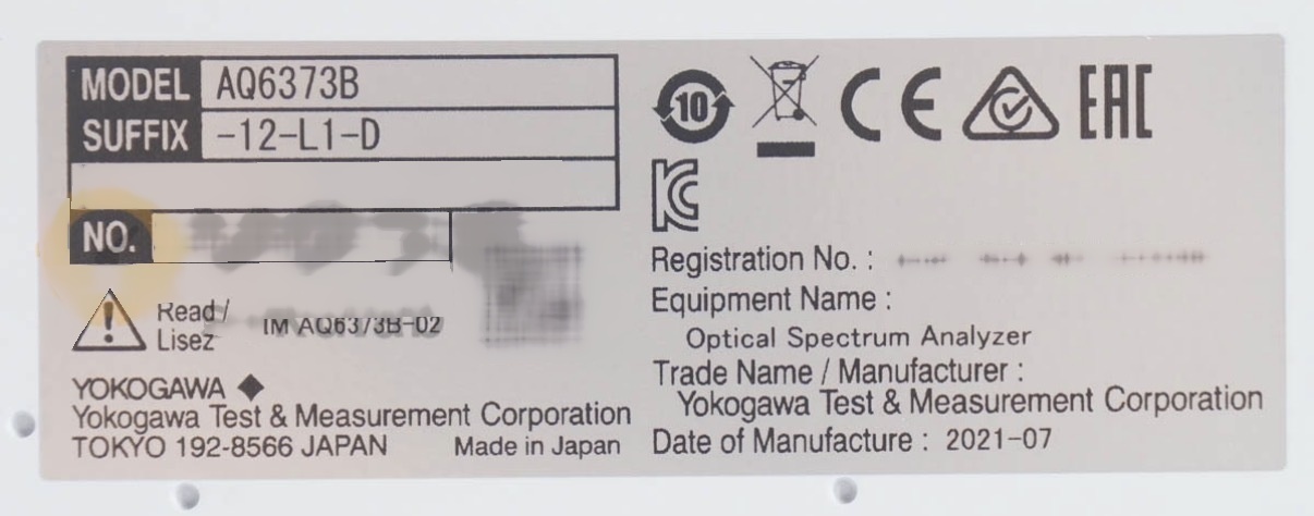 フォト（写真） 使用される YOKOGAWA AQ 6373B 販売のために