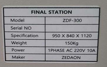 Photo Used ZEDAON ZDF-300 For Sale