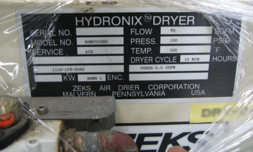 Photo Used ZEKS Hydronix 40MPS1000 For Sale