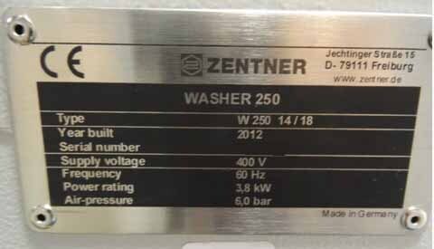 图为 已使用的 ZENTNER Washer 250 待售